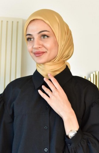 Janjan Saten Abiyelik Eşarp Gold Janjanesarp00 039
