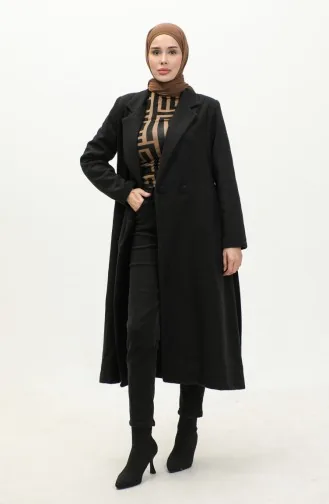Buttoned Cashmere Coat 71208-01 Black 71208-01