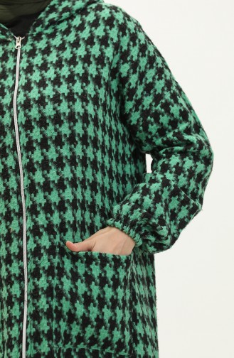 Houndstooth Patterned Zippered Cape 0178-03 Emerald Green 0178-03