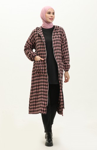 Houndstooth Patterned Zippered Cape 0178-05 Powder 0178-05