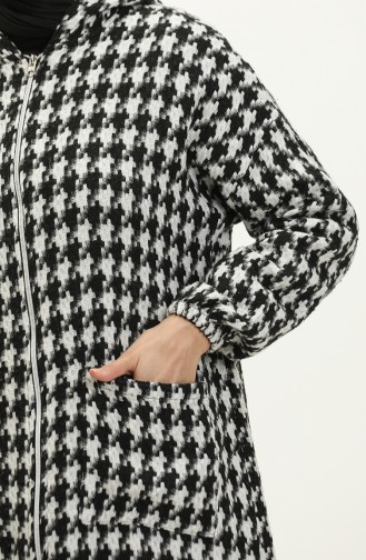 Houndstooth Patterned Zippered Cape 0178-06 white 0178-06