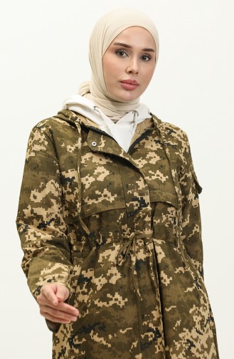 Kamuflaj Desen Kapüşonlu Kap 0182-01 Asker Yeşili