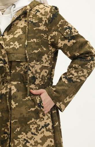 Kamuflaj Desen Kapüşonlu Kap 0182-01 Asker Yeşili