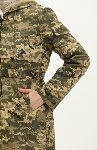 Kamuflaj Desen Kapüşonlu Kap 0182-02 Haki