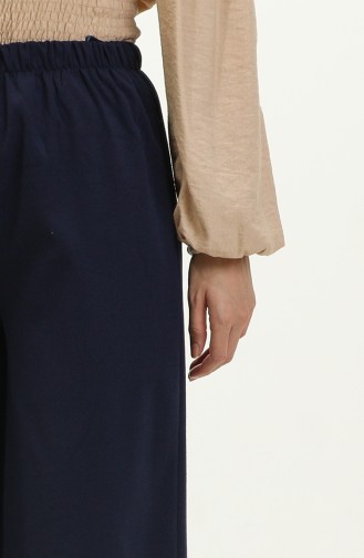 Pantalon Large Taille Elastique 0175-07 Bleu Marine Clair 0175-07