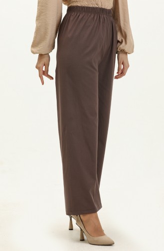 Elastic Waist Wide Leg Trousers 0175-15 Brown 0175-15