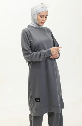 بدلة مزدوجة مع تونيك وبنطلون 0044-16 لون رمادي داكن 0044-16