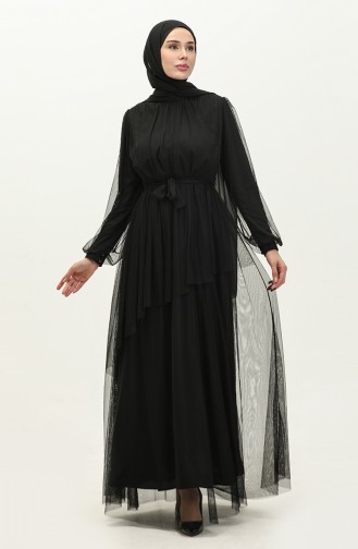 Shirred waist Evening Dress 1993-01 Black 1993-01