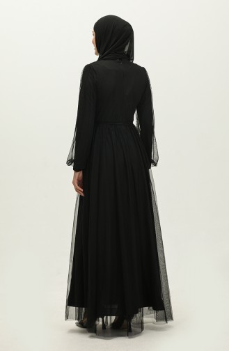 Shirred waist Evening Dress 1993-01 Black 1993-01