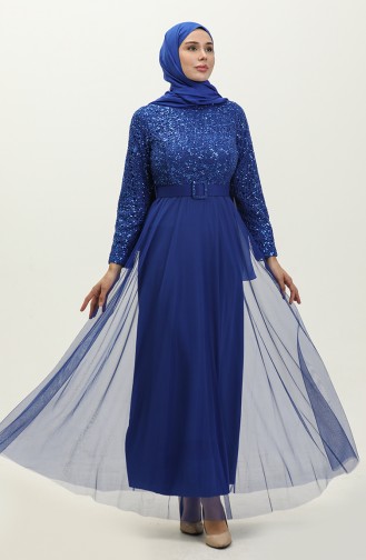 Modern Navy Blue Modest Islamic Clothing Wedding Dress 23310L