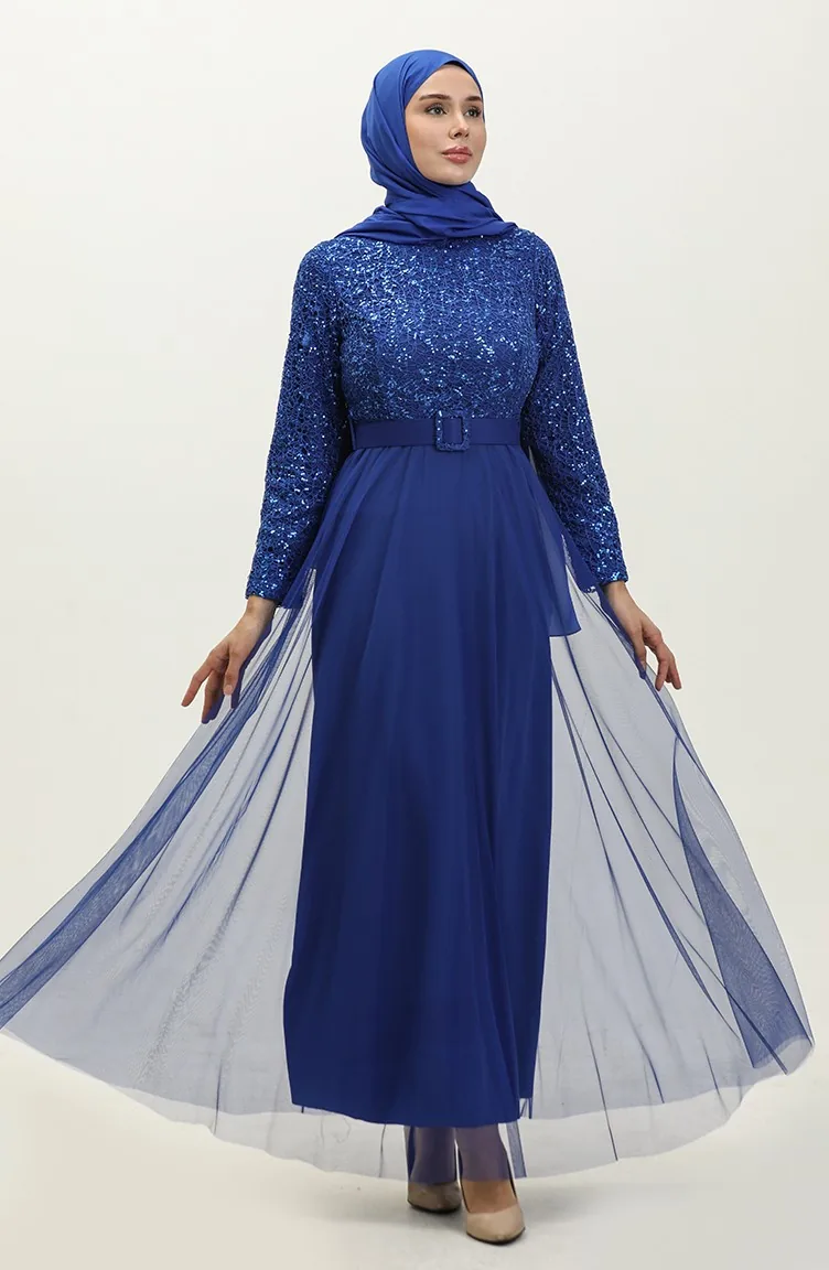 Belted Evening Dress 5353-19 Saks 5353-19 | Sefamerve