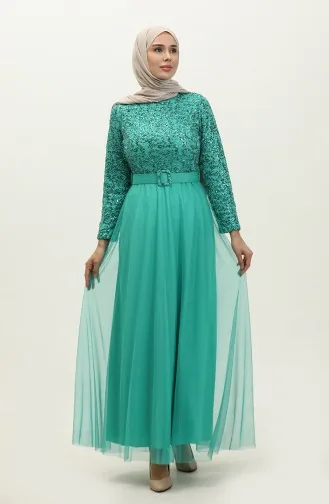 Abendkleid Mit Gürtel 5353-20 Grün 5353-20