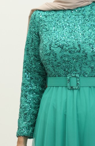 Robe De Soirée A Ceinture 5353-20 Vert 5353-20