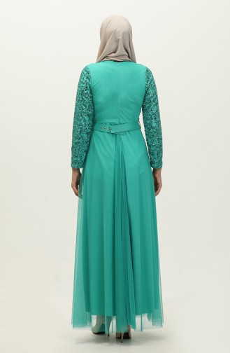 Robe De Soirée A Ceinture 5353-20 Vert 5353-20