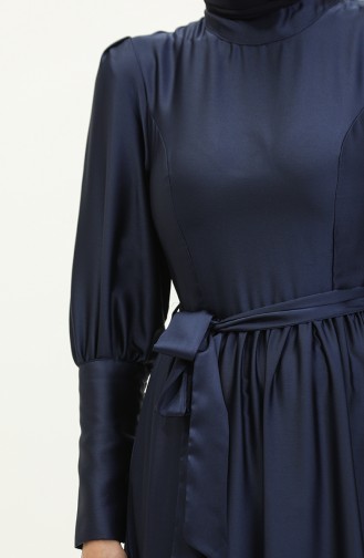 Abendkleid Aus Satin Mit Körbchen 6080-04 Marineblau 6080-04