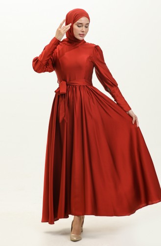 Cupped Satin Evening Dress 6080-05 Claret Red 6080-05