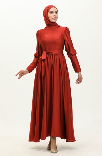 Cupped Satin Evening Dress 6080-05 Claret Red 6080-05
