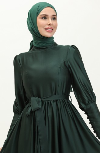 Abendkleid Aus Satin Mit Körbchen 6080-06 Smaragdgrün 6080-06