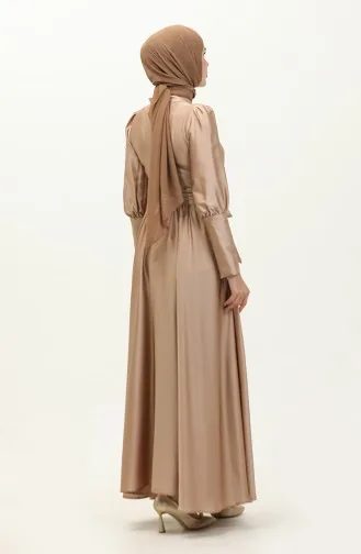 Abendkleid Aus Satin Mit Körbchen 6080-07 Beige 6080-07