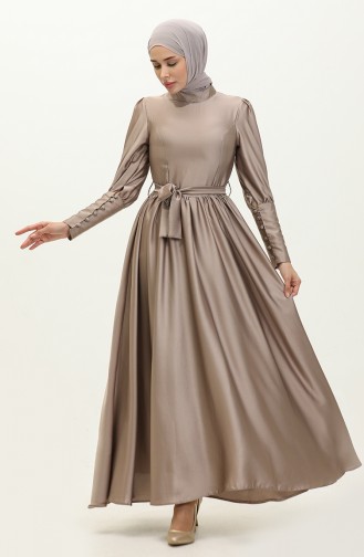 Cupped Satin Evening Dress 6080-08 Mink 6080-08