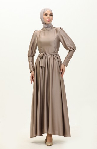 Cupped Satin Evening Dress 6080-08 Mink 6080-08