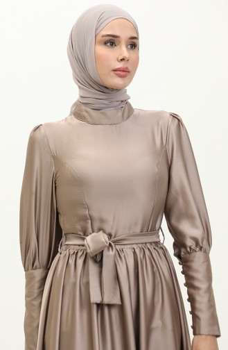 Cupped Satin Evening Dress 6080-08 Mink 6080-08