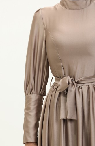 Cupped Satin Evening Dress 6080-08 Mink 6080-08