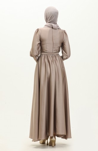 Cupped Satin Evening Dress 6080-08 Mink 6080-08