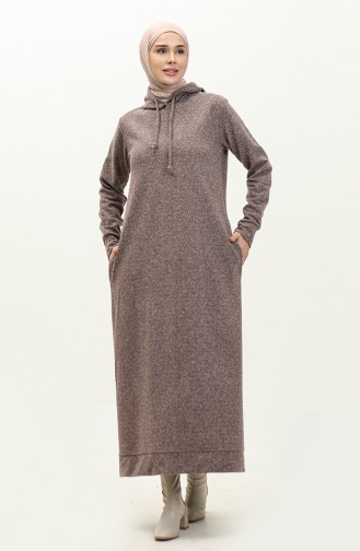 Kleid Mit Kapuzentaschen 0170B-02 Milchbraun 0170B-02