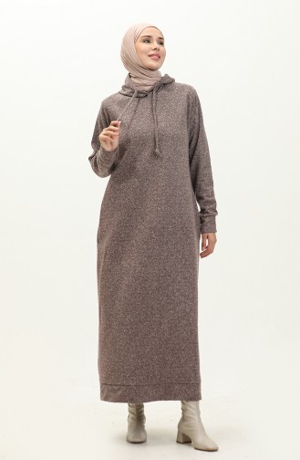 Kleid Mit Kapuzentaschen 0170B-02 Milchbraun 0170B-02