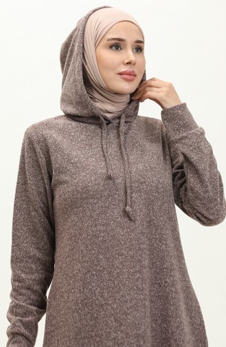 Kleid Mit Kapuzentaschen 0170B-02 Milchbraun 0170B-02