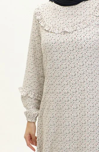 Robe Viscose A Motifs Froufrous 0179-108 Ecru 0179-08