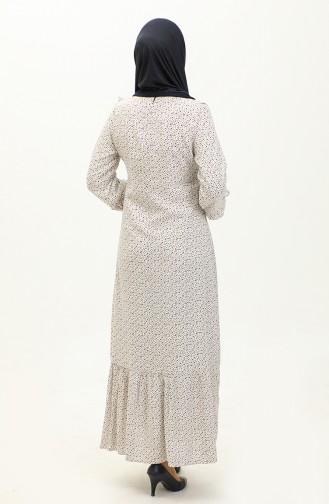 فستان فيسكوز بتصميم مُطبع 0179-108 لون إكرو 0179-08