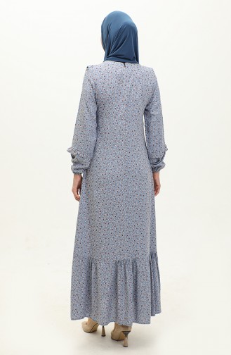 Viscose-jurk Met Ruchespatroon 0179-10 Blauw 0179-10