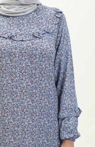 Viscose-jurk Met Ruchespatroon 0179-11 Indigo 0179-11