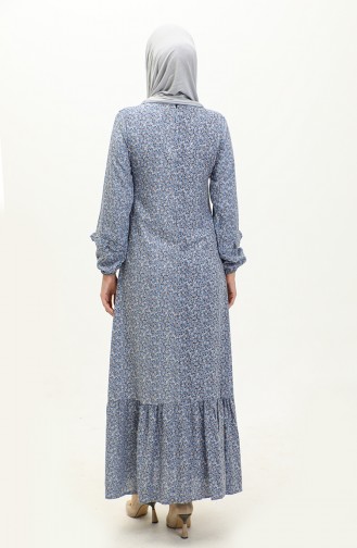 Viscose-jurk Met Ruchespatroon 0179-11 Indigo 0179-11