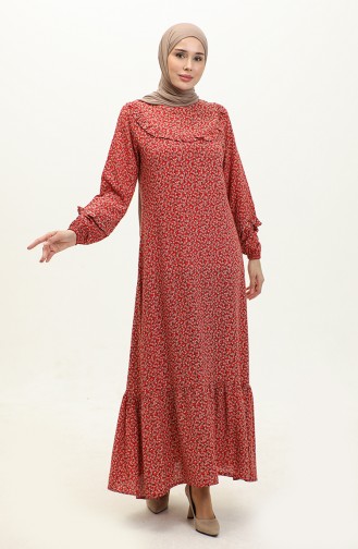 Viscose-jurk Met Ruchespatroon 0179-13 Rood Zwart 0179-13