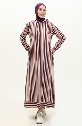 Two Yarn Striped Dress 0180-01 Purple 0180-01