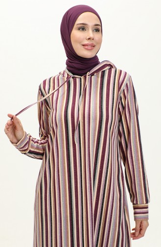 Two Yarn Striped Dress 0180-01 Purple 0180-01