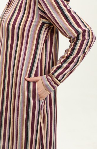 Two Yarn Striped Dress 0180-01 Purple 0180-01