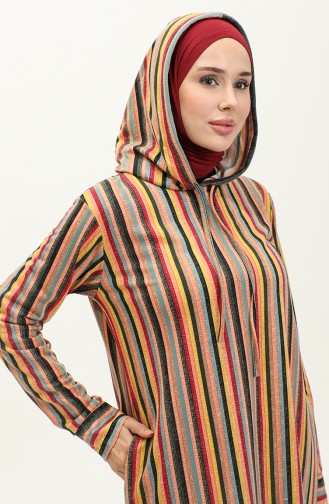 Zweifädiges gestreiftes Kleid 0180-02 Gelb 0180-02