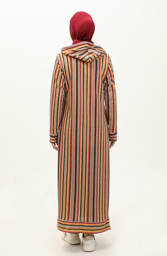 İki İplik Çizgili Elbise 0180-02 Sarı