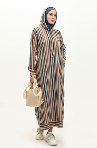 Two Yarn Striped Dress 0180-03 Blue 0180-03