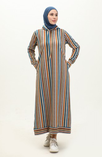 Two Yarn Striped Dress 0180-03 Blue 0180-03