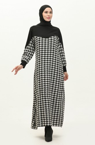 Houndstooth Patterned Dress 0183-01 Black white 0183-01