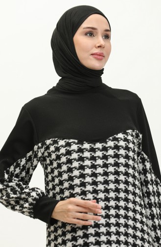 Houndstooth Patterned Dress 0183-01 Black white 0183-01