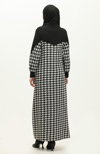 Houndstooth Patterned Dress 0183-01 Black white 0183-01