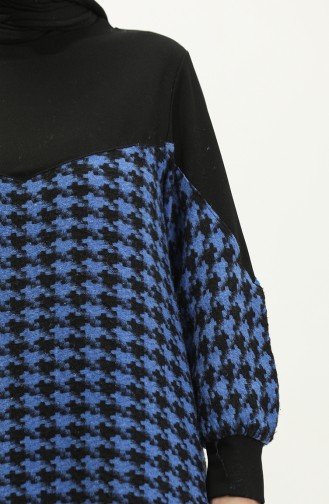 Houndstooth Patterned Dress 0183-03 Black Saxe 0183-03