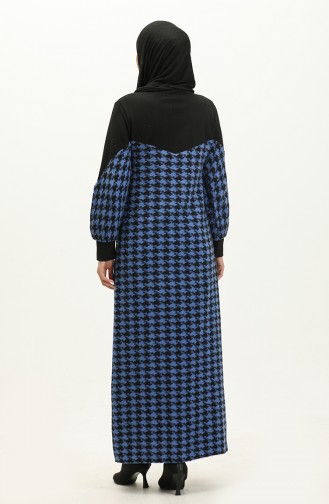 Houndstooth Patterned Dress 0183-03 Black Saxe 0183-03