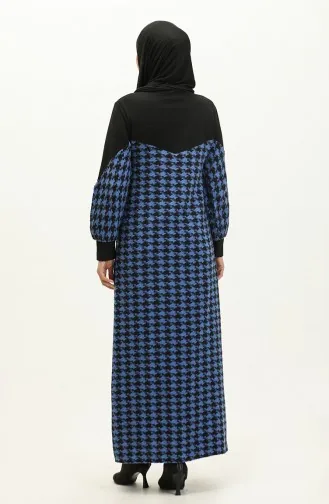 Robe A Motifs Pied De Poule 0183-03 Noir Saks 0183-03